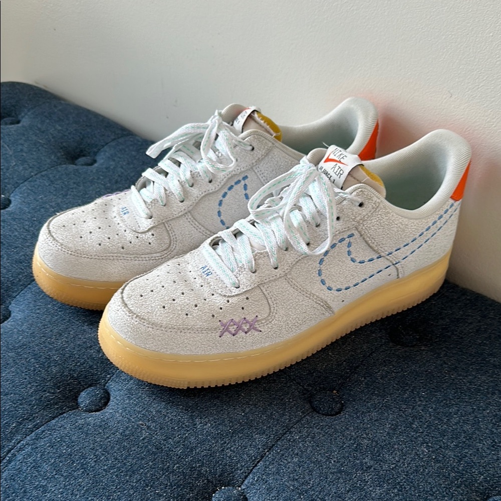 Nike Air Force 1 Low White and Orange Sneakers